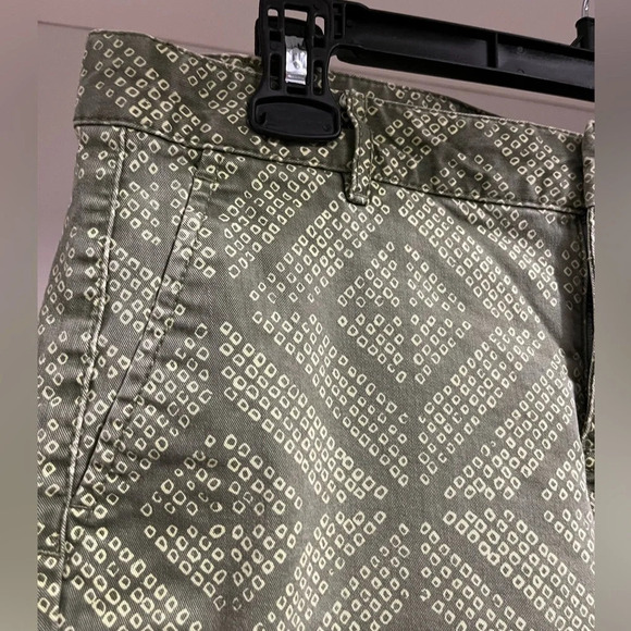 GAP women 4 ankle length pants green on green geometric print cotton - Picture 2 of 5